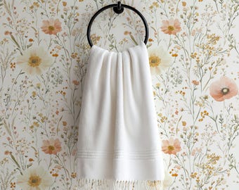 Pink & Cream Wildflower Wallpaper: Minimalist Floral Boho Nursery Accent Wall Mural
