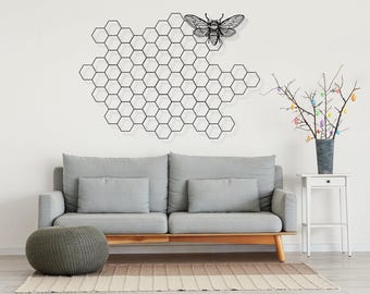 Beehive Metal Wall Art: Boho Farmhouse Cottage Decor (12" to 36" Sizes)