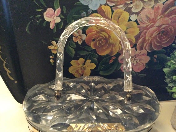 Vintage retro lucite basket weave purse - image 7