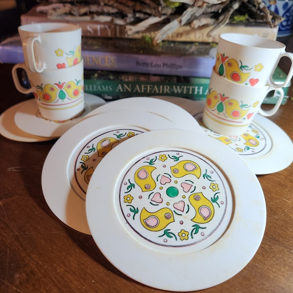 Retro vintage Chilton plastic childs plate cup and saucer set 12 pieces