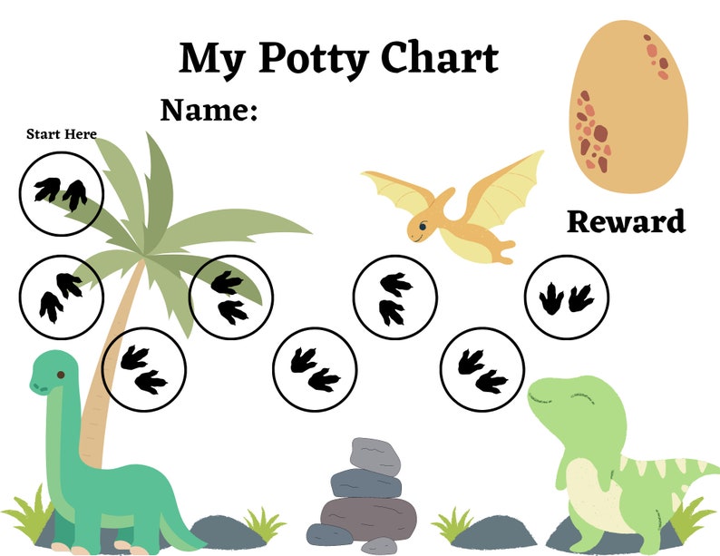 Dinosaur Potty Chart Printable Potty Training Toilet Training Reward ...