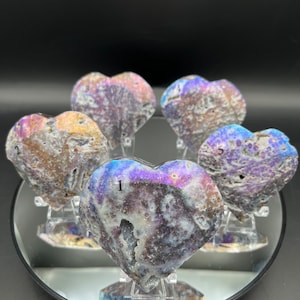 Lila sfalerit Druzy kristallhjärta | Reiki Healing