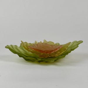 Set of 3 Vintage Hudson Beach Glass Water Bowls In Green, Yellow, & Pink