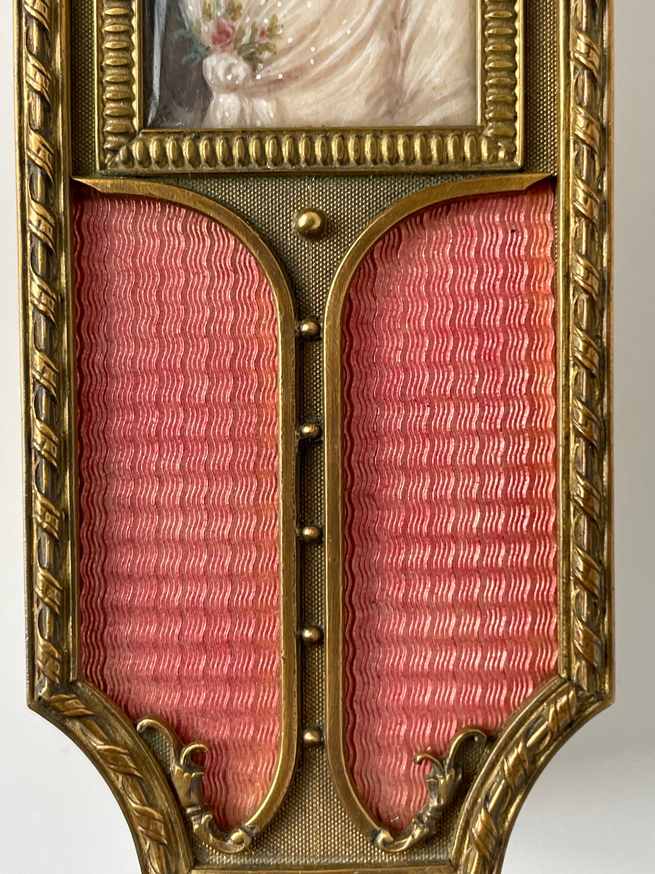 19th Century French Lady Boudoir Portrait Lint Brush in Ormolu Bronze