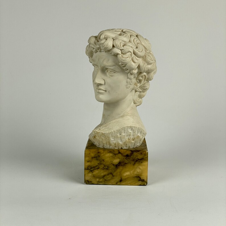 Michelangelo's David Head Bust Sculpture Resin on Marble Etsy