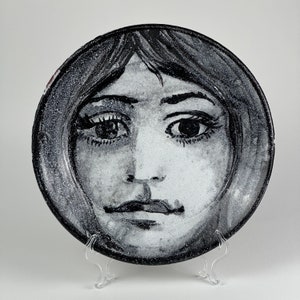 Very Rare Patrick Swift Charger Plate Of B&W Portrait of Girl, Circa 1977