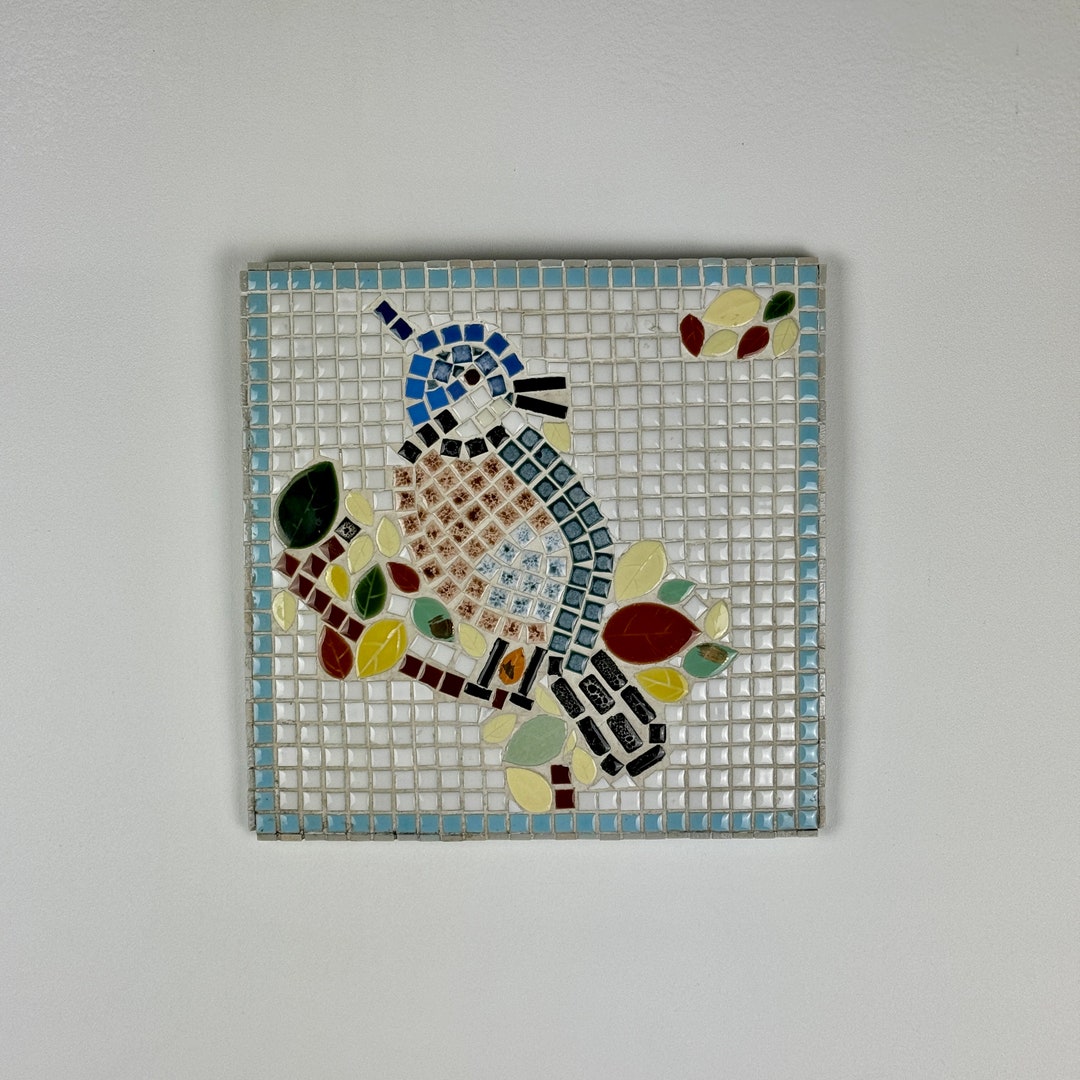 Mid-century Modern Vintage Mosaic Tile Art of Bird on A Branch - Etsy