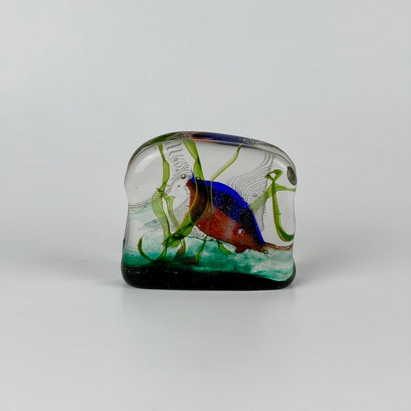 Murano Glass Paperweight Aquarium Sculpture Attributed to Riccardo Licata for Cenedese, Circa 1950