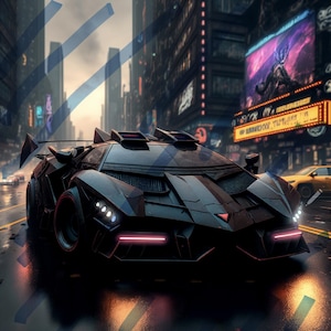 Lamborghini Batmobile Concept in New York. Printable Wall Art