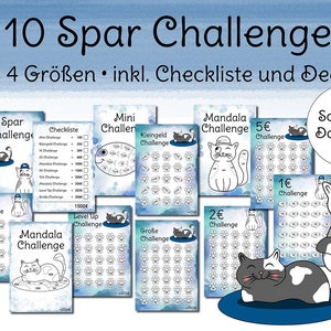 Savings challenge templates PDF with cats budget savings challenge templates A6 to print out