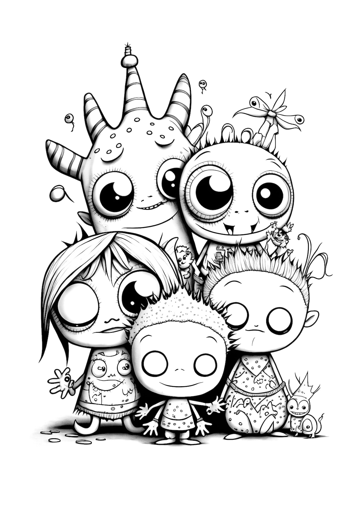  Süße Monster zum ausmalen Mandala zum ausdrucken Halloween Lustige Motiv 