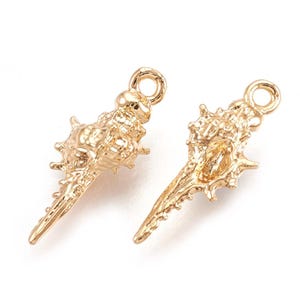 Spiral Shell Pendant - 18K Gold Plated Brass, Coastal Nautical Charm for Jewelry Making