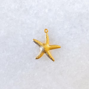 Starfish Charm, Coastal Charm, 18K Gold Plated Starfish Pendant, 304 Stainless Steel Sea Star Charm, Durable Ocean-Themed Jewelry Components