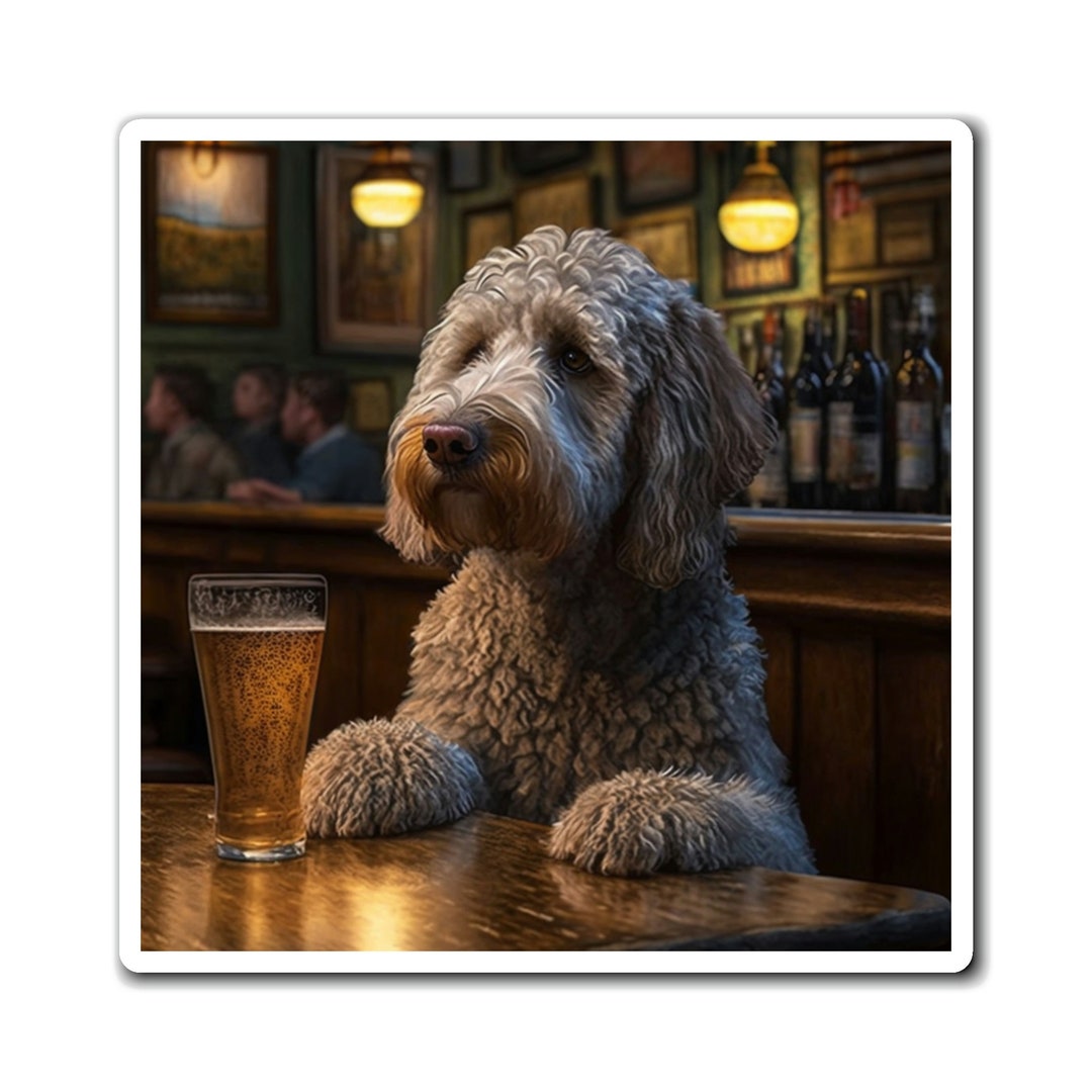Labradoodle Drinking at the Bar Magnet - Etsy Labradoodle Drinking at the Bar Magnet - Etsy