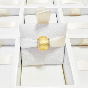 925 Sterling Silver Round Yellow Murano Glass Charm Bead Fits Pandora Bracelets And Bangles