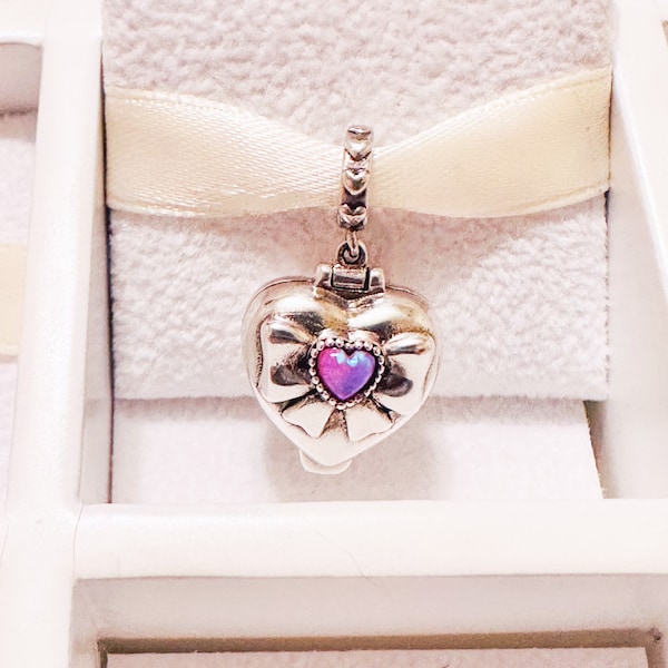 925 sterling silver Polly Pocket heart charm bead fits Pandora bracelet