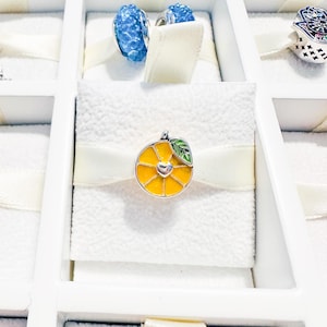 925 Sterling Silver Orange Fruit Charm Fits Pandora Bracelets And Bangles