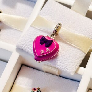 925 sterling silver purple Heart With Mummy Baby Dolls Polly Pocket Charm Bead fits Pandora