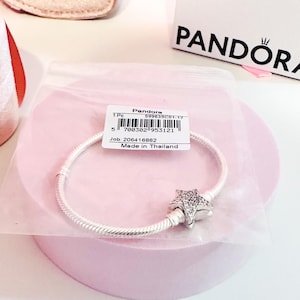 Authentic Pandora Moments Asymmetric Star Clasp Snake Chain Bracelet Vintage