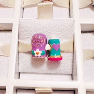 925 Sterling Silver Polly Pocket Lipstick Charm Bead Fits Charm Bracelets And Bangles