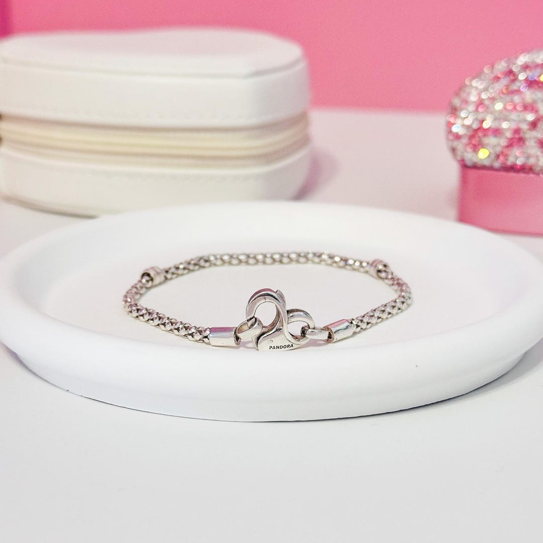 スターリングシルバー インフィニティハートチャームブレスレット