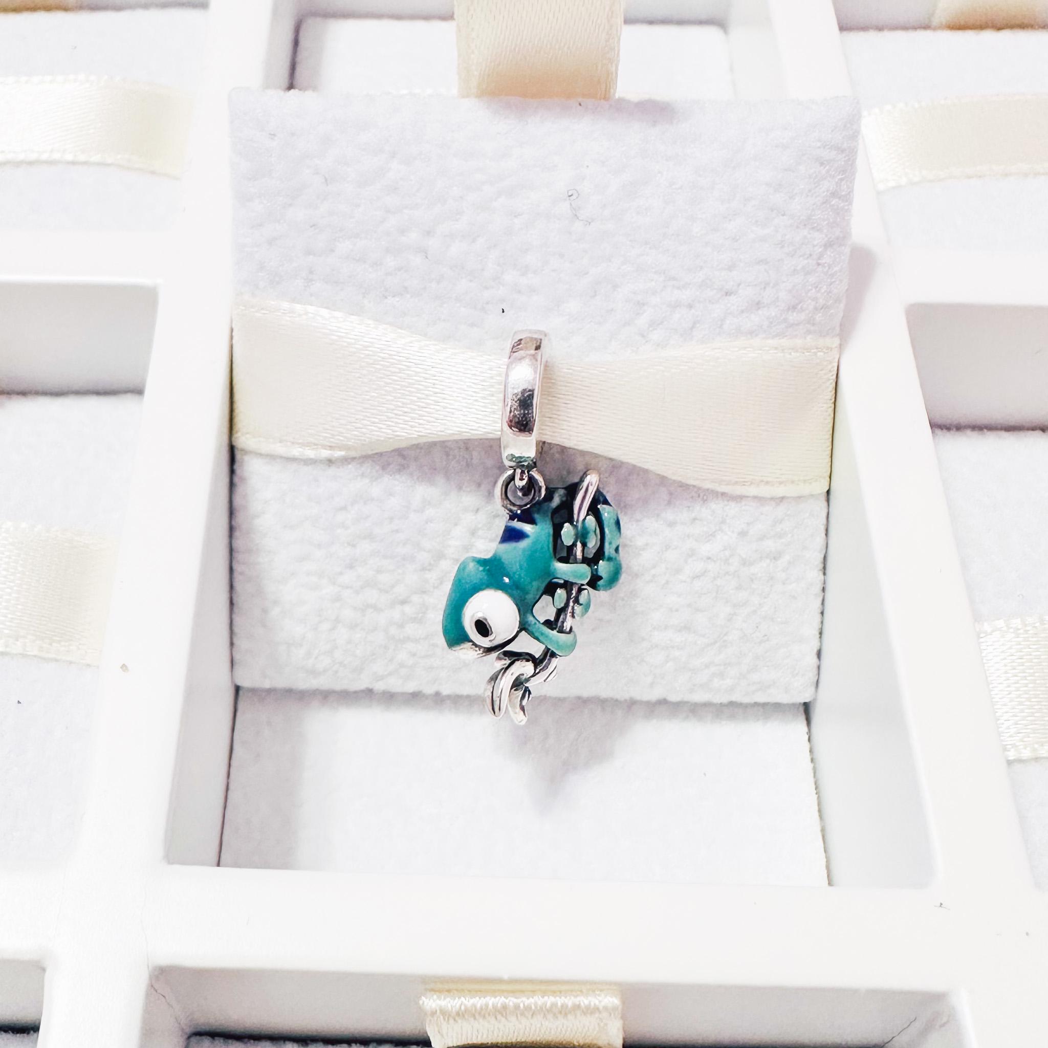 925 Sterling Silver Color Changing Chameleon Dangle Charm Fits
