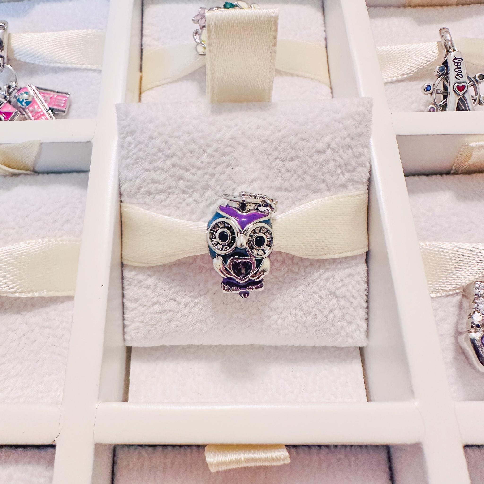 925 Sterling Silver Graduation Owl Charm Fits Charm Bracelets And Bangles