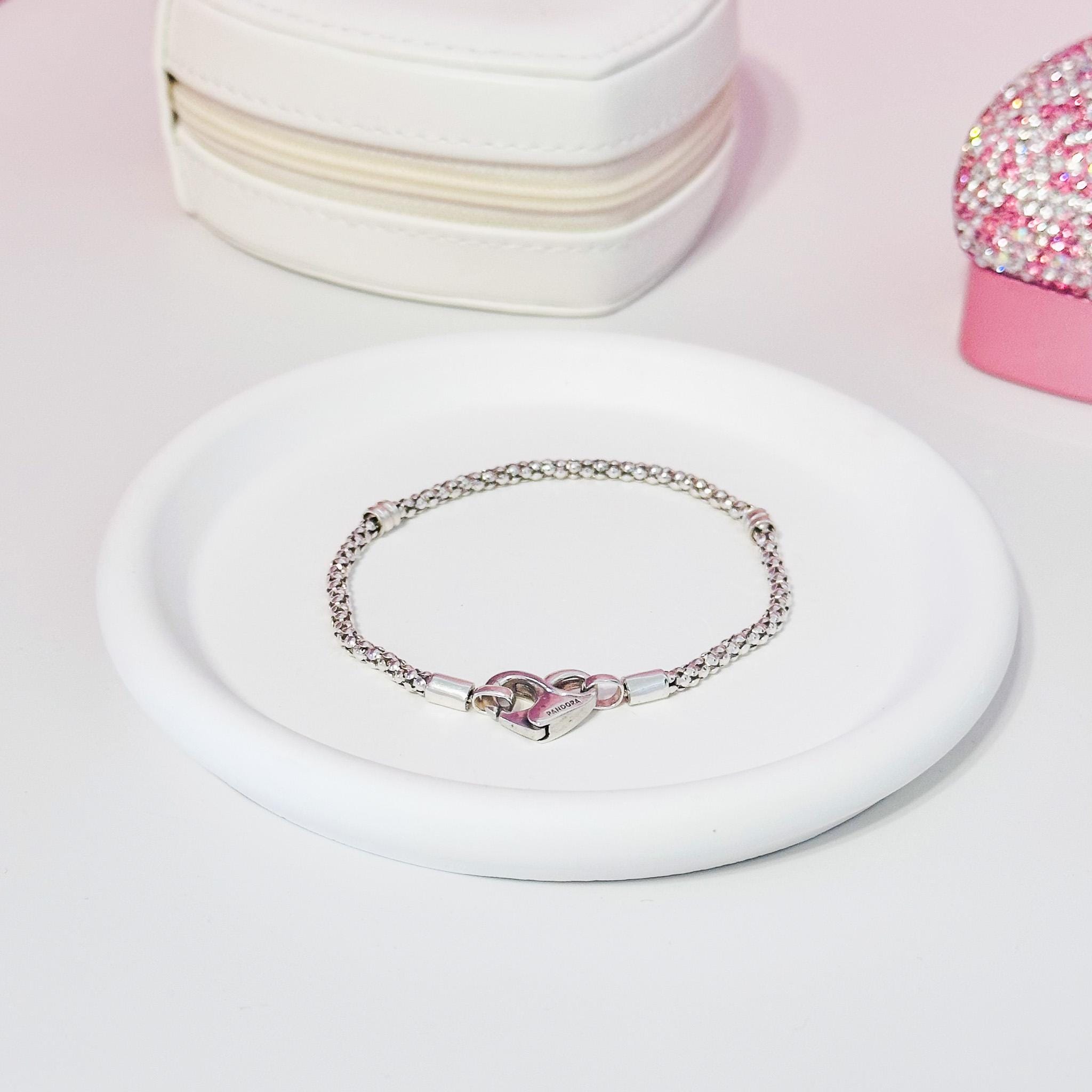 スターリングシルバー インフィニティハートチャームブレスレット