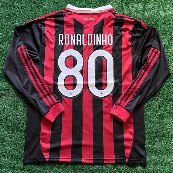 Ronaldinho 80 AC Milan Retro Long and Short Sleeve Jersey 