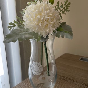 Etched Sunflower + Mushroom on Glassware (with flaws)
