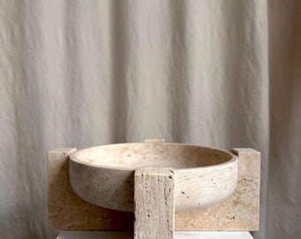 Sculptural Travertine Fruit Bowl | Travertine Stone Bowl