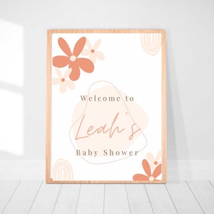 Boho Daisy Baby Shower Sign - Hippie Daisies - Boho welcome sign - editable - printable - digital download