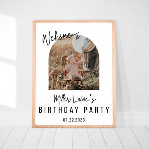 Welcome Birthday Sign - Boho - Modern - Simpler - Arch - Birthday Poster - Birthday Decor - All Ages - Editable - Printable