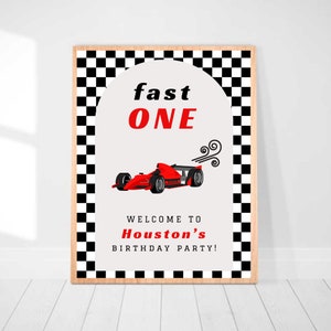 Fast One First Birthday Boy Racing Birthday Decor Race Car Theme Birthday Instant download digital download editable printable boy birthday