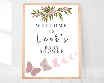 Welcome to Baby Shower Sign - Poster - Butterfly Baby Shower - Floral Baby Shower - Outdoorsy Baby Shower - Editable - Printable - Decor