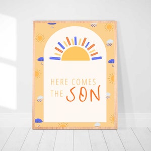 Here Comes The Son - Baby Boy Baby Shower Theme - Boy Baby Shower Decor - Baby Shower Sign - Boho Boy Shower - Boho baby shower decor