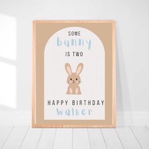 Some bunny is birthday - any age birthday welcome sign - spring birthday boy - boy Easter birthday decor - editable template- printable sign