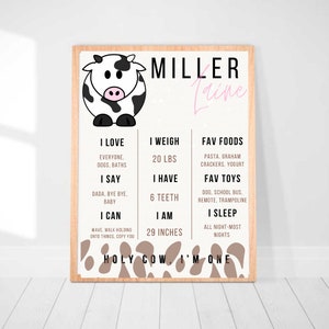 Holy Cow I’m One Girl First Birthday Poster - Banner - Digital Download - Editable - Printable