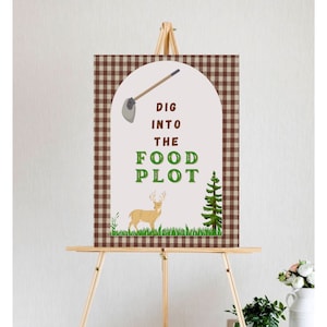 Dig into the food plot hunting birthday decor deer birthday theme birthday food sign details country birthday deer decor instant download