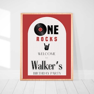 One Rocks Boy First Birthday Party Welcome Sign - Welcome Poster - Welcome Banner - One Rocks Birthday Decor - Boy First Birthday - Editable