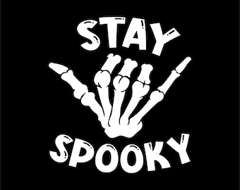 Stay Spooky Skelett Hand Aufkleber: Halloween Auto-, Laptop-, Becheraufkleber