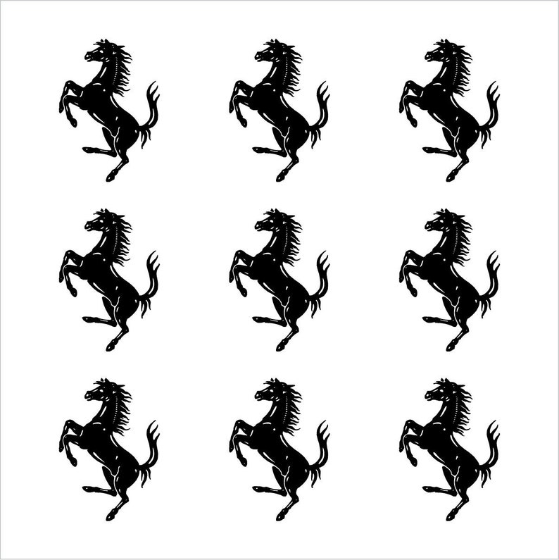 Ferrari Prancing Horse Vinyl Decals Set of 6 and 9 Stickers Small Stickers for Car Phone Mirror Laptop and More image 1