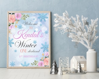 Letrero de bienvenida de Winter Onederland: Decoración para fiesta de primer cumpleaños (archivo digital)