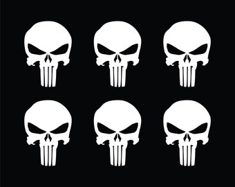 Pegatinas de calaveras de Punisher: Juego de 6 pegatinas de vinilo