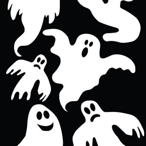 Juego de 6 pegatinas reutilizables de fantasmas para ventanas de Halloween: decoraciones espeluznantes de Halloween para ventanas - Decoración de Halloween