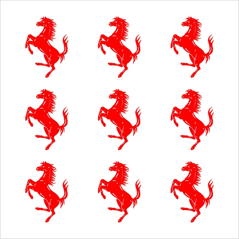 Ferrari Prancing Horse Vinyl Decals Set of 6 and 9 Stickers Small Stickers for Car Phone Mirror Laptop and More image 6