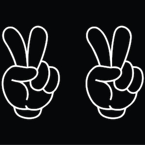 Peace Sign Vinyl Decals: Hand Symbol Stickers - Set of 2