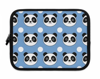 Funda para portátil Panda, bolsa de neopreno azul para ordenador