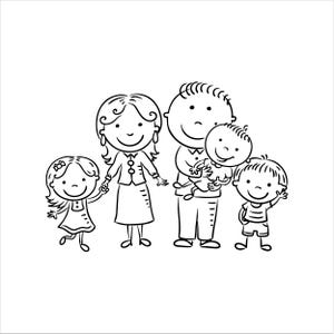Stick Figure Family Car Decal Sticker – Family Vinyl Car Window Sticker – Family of 5 Decal - Mother, Father and 3 Kids