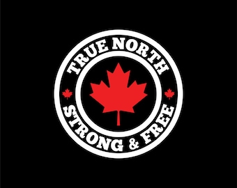 Calcomanía True North: Pegatina para coche de Canadá Fuerte y Libre